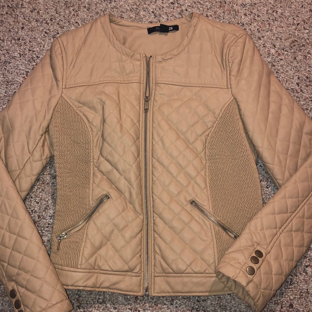 tan leather jacket